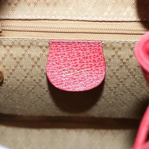 GUCCI Bamboo Backpack Suede Leather Red Gold